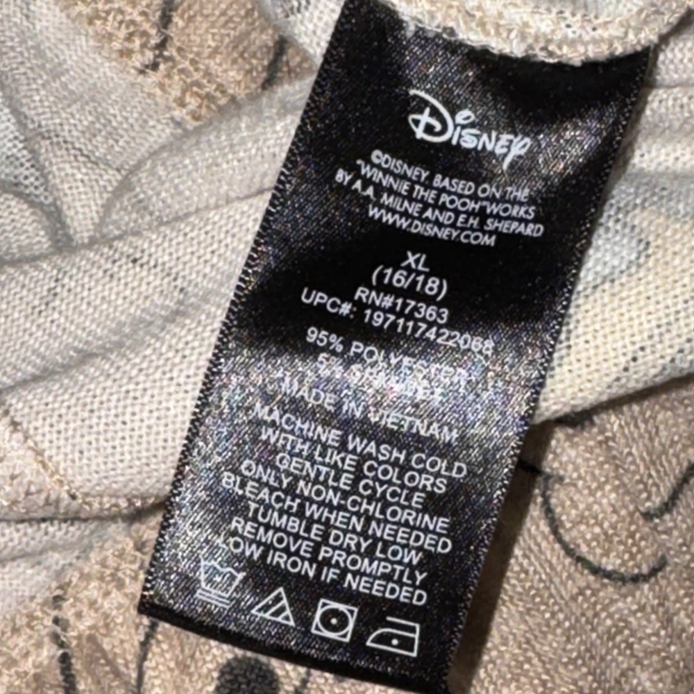 Disney Winnie The Pooh Lightweight Soft Fleece Pajama 2pc Set SZ XL (16-18) - Picture 7 of 11